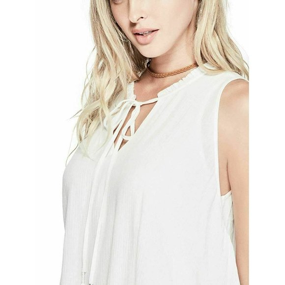 Guess Women's White Kira Convertible Gauze Top size XL - Picture 2 of 13
